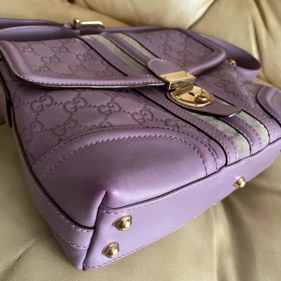 Gucci GG Embossed Guccissima Leather Treasure Bag Lavender Lock/Key Chain COA - Picture 8 of 15
